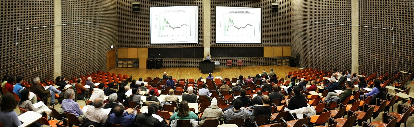 photo of Brad speaking in an auditorium at the University of Illinois, Chicago in November 2008